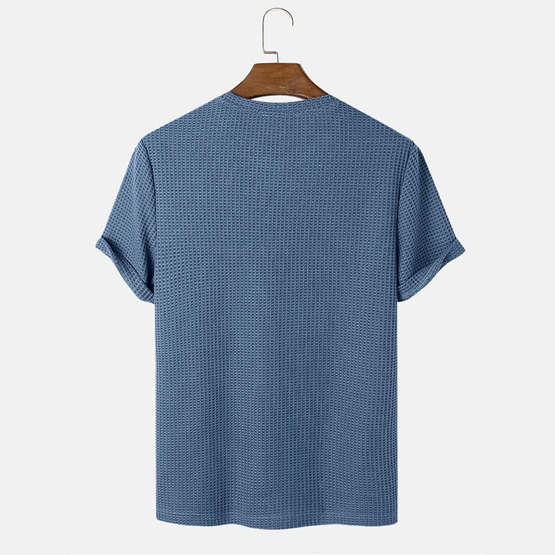Men Summer Solid Color Round Neck Basic