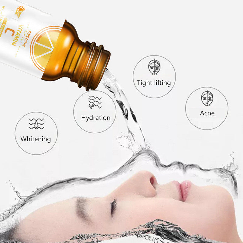 Vitamin C essence for skin whitening, hydration, and acne care.