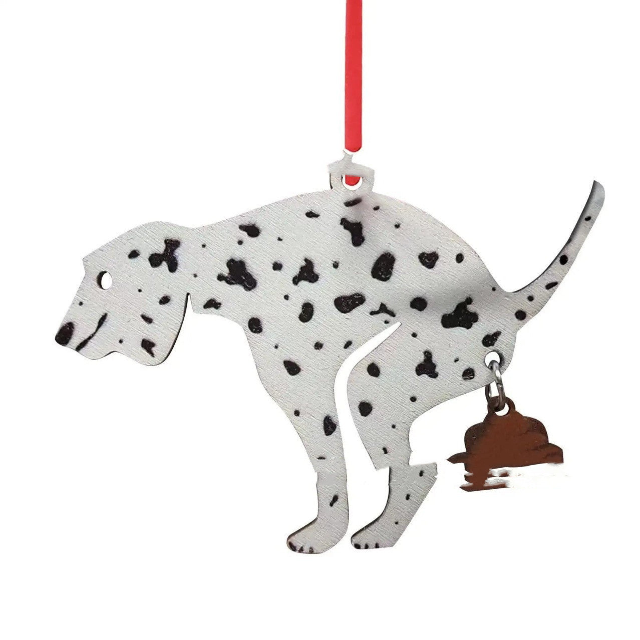 Boxwood decorative pendant for Christmas trees featuring a Dalmatian design.