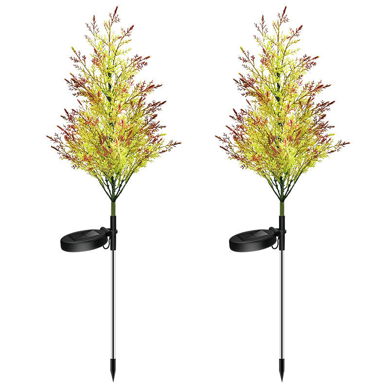 Solar-powered Christmas lights for pine and cypress trees with colorful LED decoration.