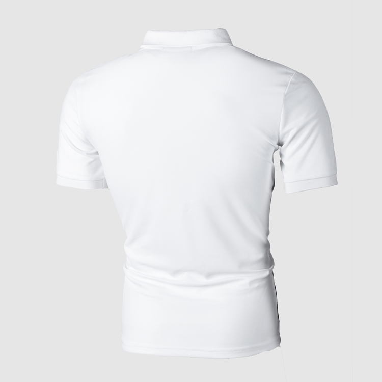 Mens Patchwork Polo Shirt available in white black and grey colour options