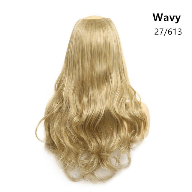 vHair Extension Invisible Half False Synthetic Wig Long Blonde Black Natural Hairpieces