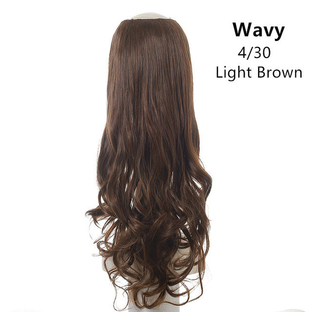 Hair Extension Invisible Half False Synthetic Wig Long Blonde Black Natural Hairpieces