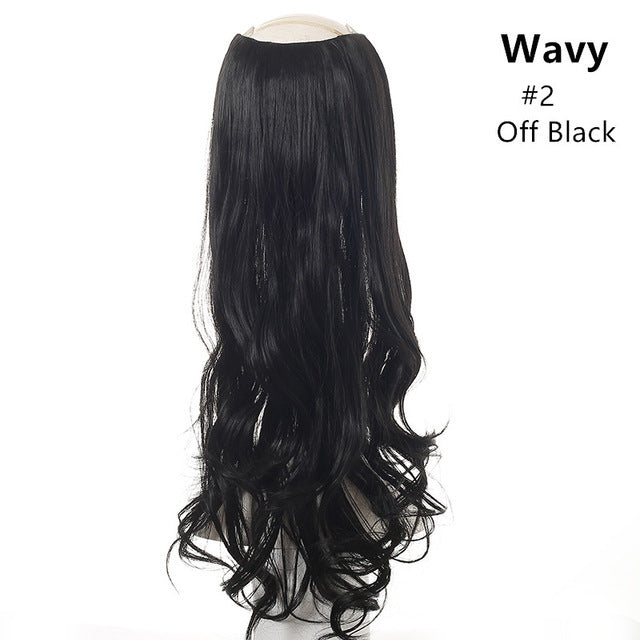 Hair Extension Invisible Half False Synthetic Wig Long Blonde Black Natural Hairpieces