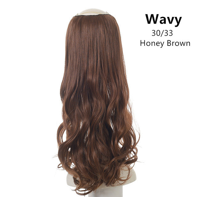 Hair Extension Invisible Half False Synthetic Wig Long Blonde Black Natural Hairpieces