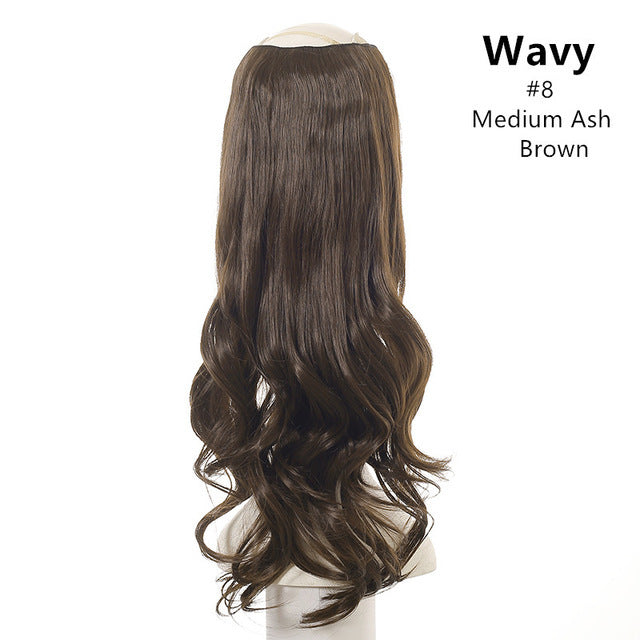 Hair Extension Invisible Half False Synthetic Wig Long Blonde Black Natural Hairpieces