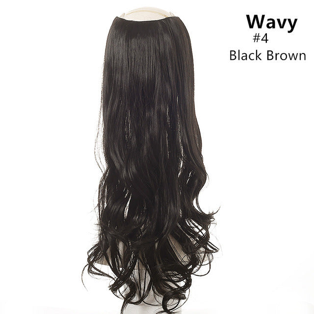 Hair Extension Invisible Half False Synthetic Wig Long Blonde Black Natural Hairpieces