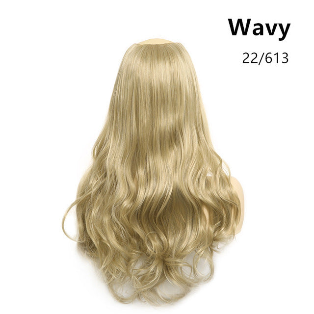 Hair Extension Invisible Half False Synthetic Wig Long Blonde Black Natural Hairpieces