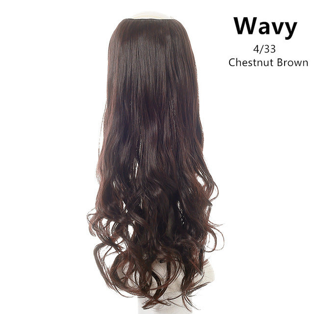 Hair Extension Invisible Half False Synthetic Wig Long Blonde Black Natural Hairpieces