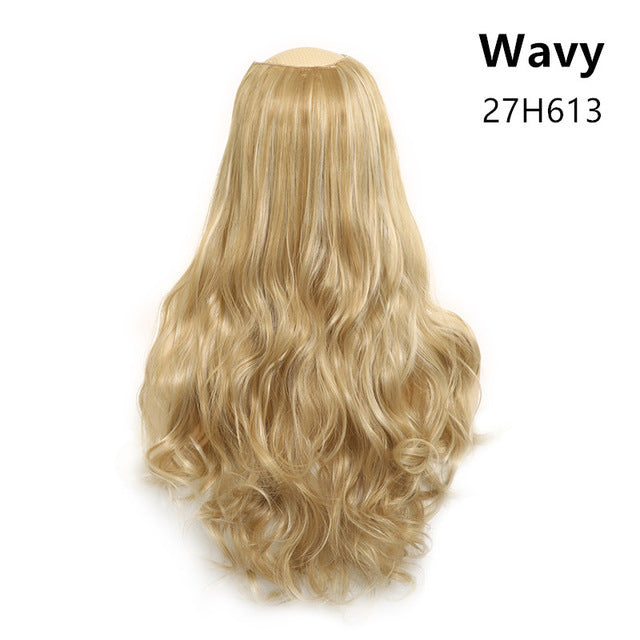 Hair Extension Invisible Half False Synthetic Wig Long Blonde Black Natural Hairpieces