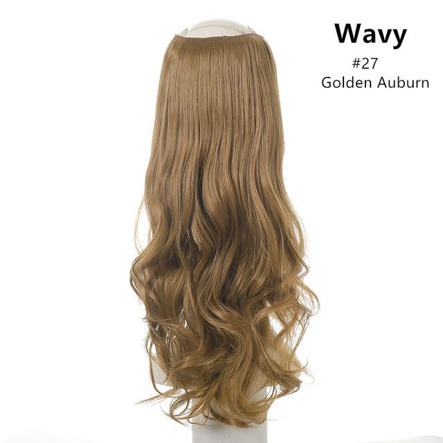 Hair Extension Invisible Half False Synthetic Wig Long Blonde Black Natural Hairpieces