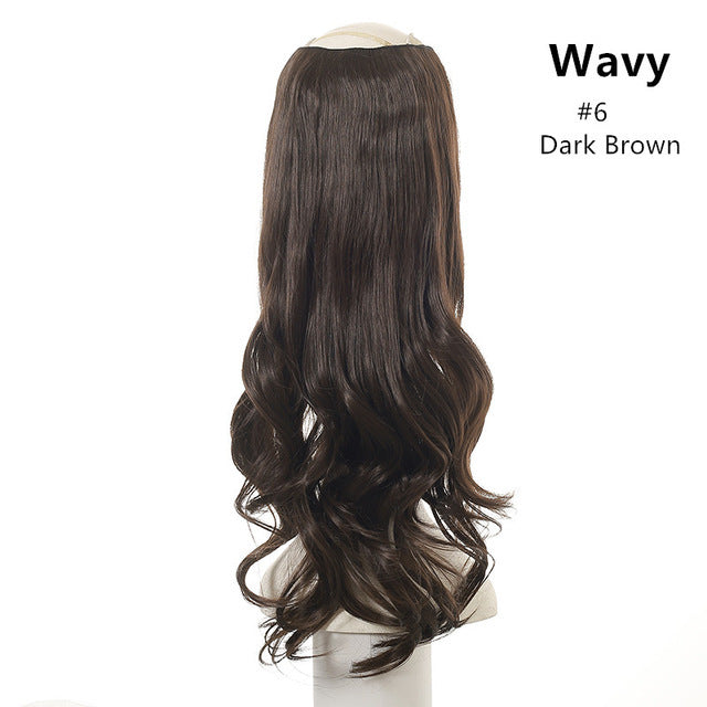 Hair Extension Invisible Half False Synthetic Wig Long Blonde Black Natural Hairpieces