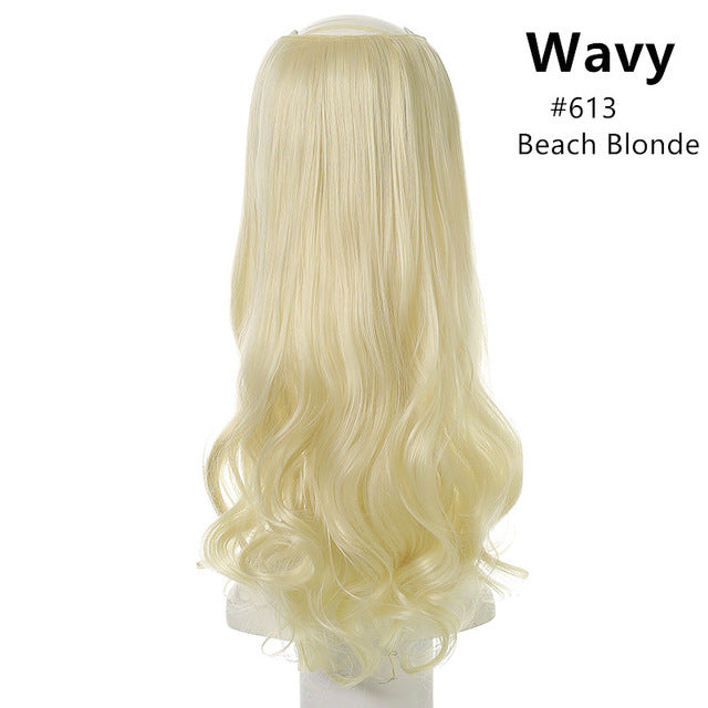 Hair Extension Invisible Half False Synthetic Wig Long Blonde Black Natural Hairpieces