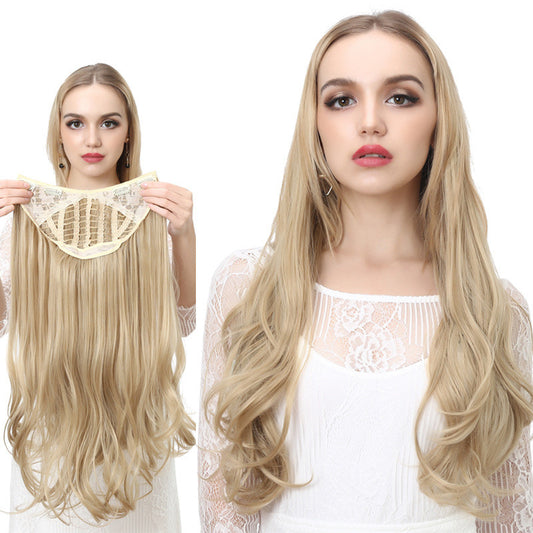 Hair Extension Invisible Half False Synthetic Wig Long Blonde Black Natural Hairpieces