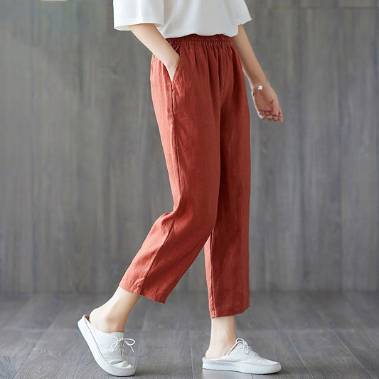 Cropped Trousers Women Casual Pants