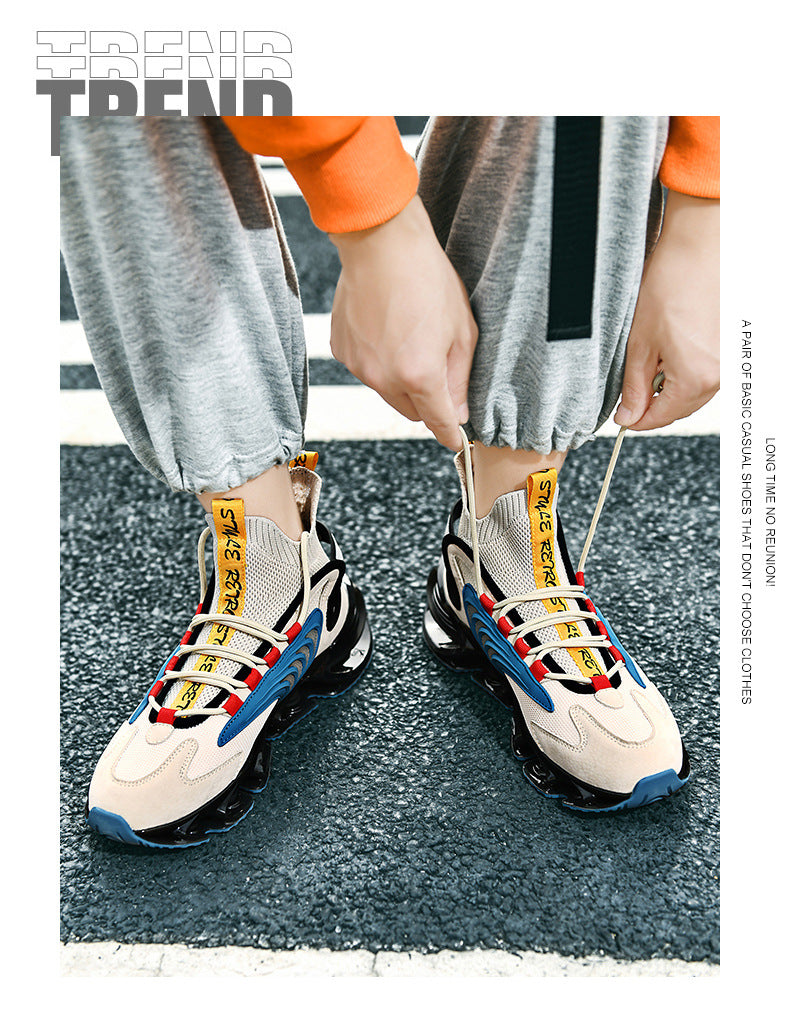 Breathable Fly Woven Mesh High-top Thick-soled