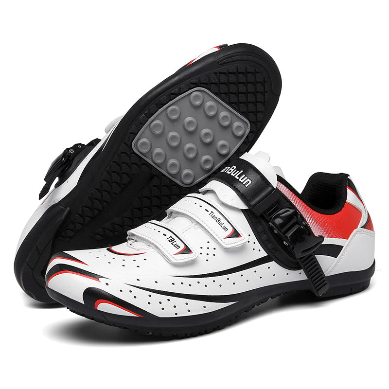 Outdoor non-lock cycling shoes with rubber sole, stylish design, available in black and white, unisex sizes 39-44.