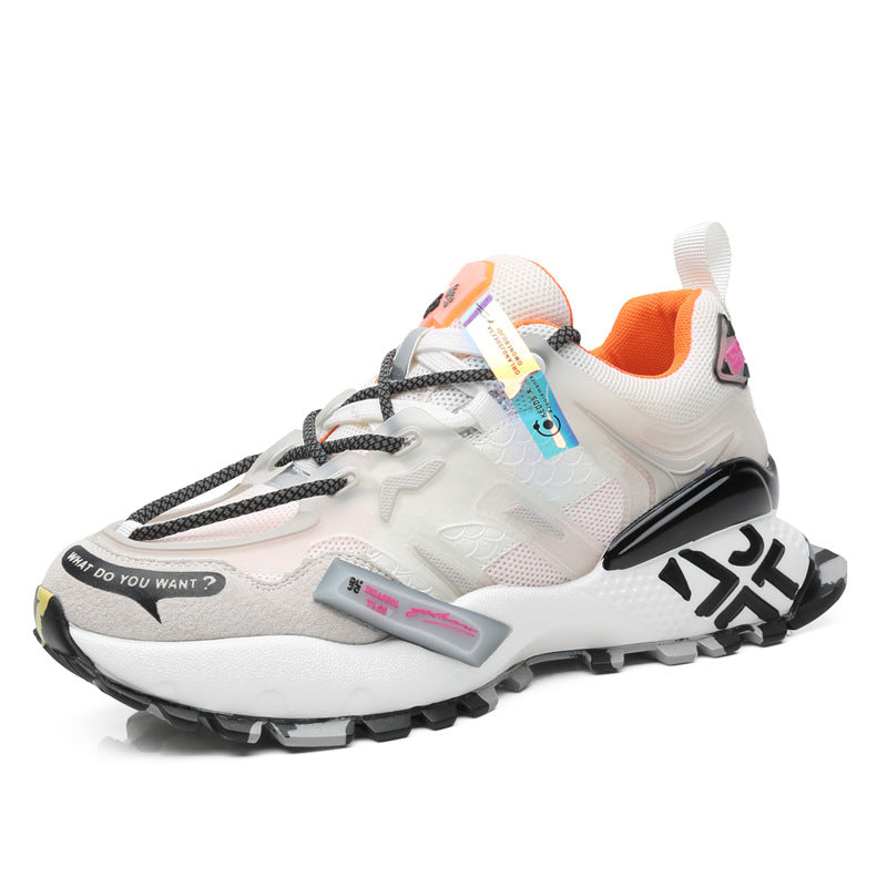 Men's casual running shoe with trendy color matching, breathable microfiber upper, and non-slip PU foam sole.