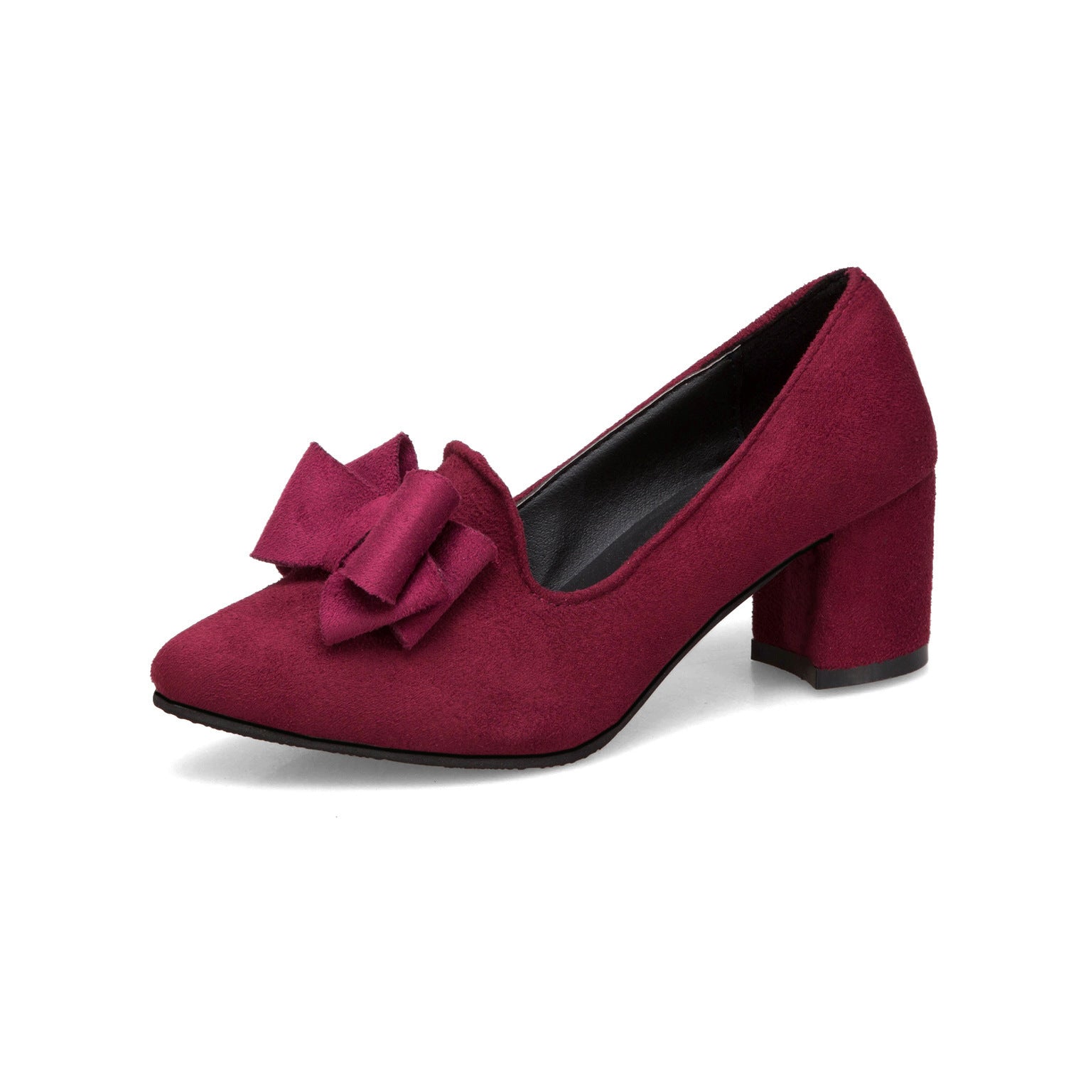 Pointy chunky medium heels in nubuck with 5.5cm heel and skid-proof rubber sole.