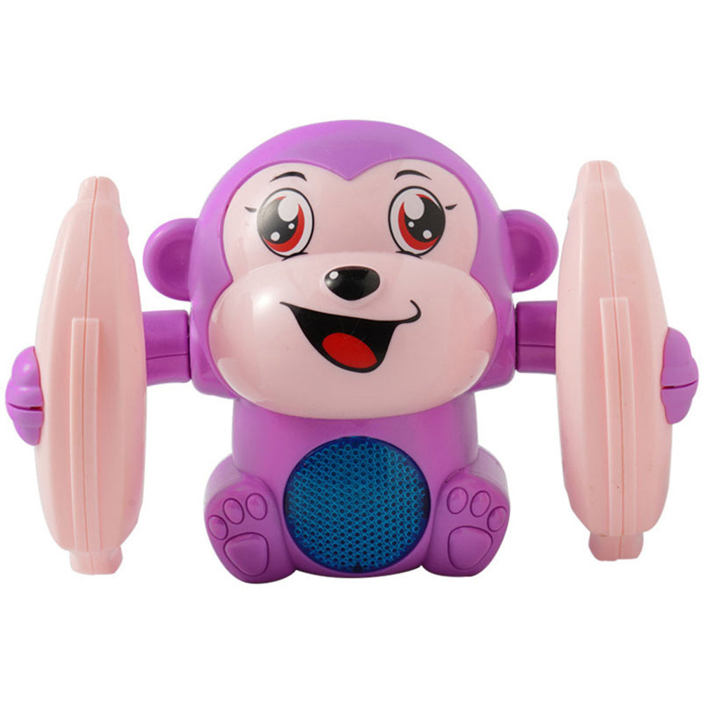 Purple light-up tumbling monkey toy for children, educational and interactive.