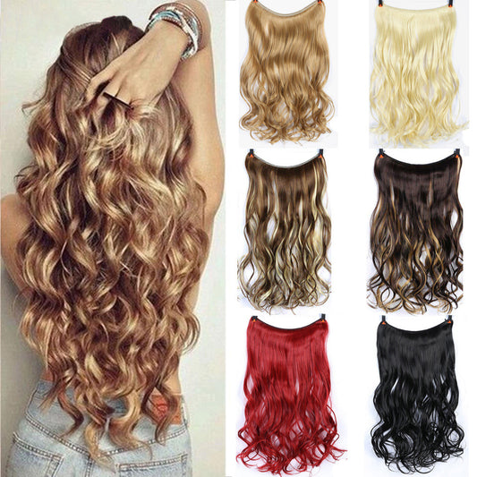 Curly Hair High Temperature Silk Fish Line Hair Extension Piece