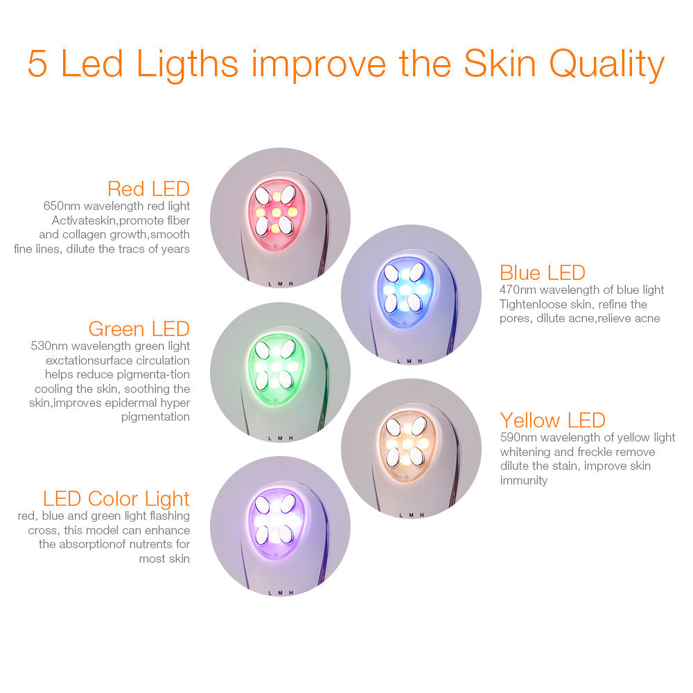 Mesotherapy Electroporation RF SkinCare device with EMS and LED light therapy.