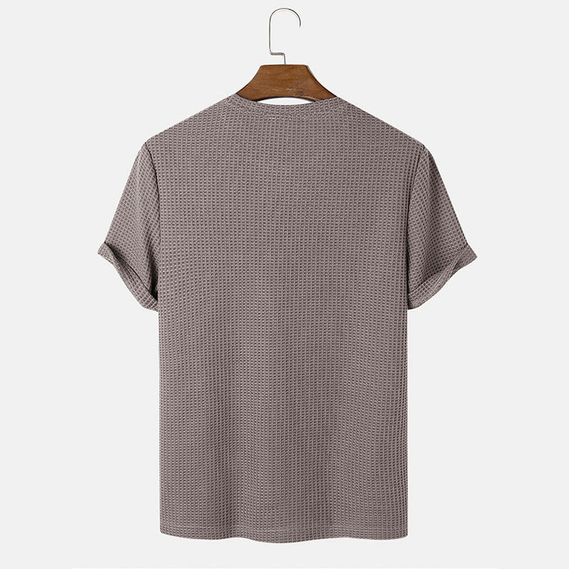 Men Summer Solid Color Round Neck Basic