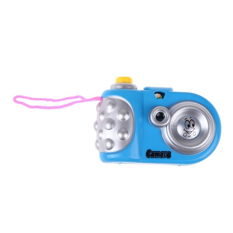 Kids projection camera toy, animal images, educational, plastic, blue color.
