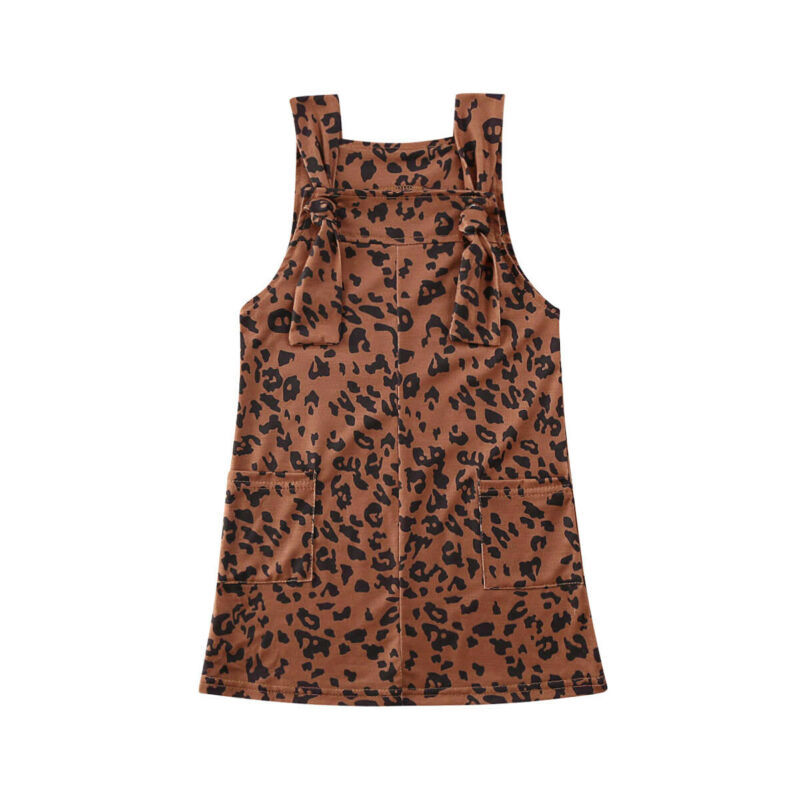 Baby girls' sleeveless leopard dress in cotton, cake skirt design.