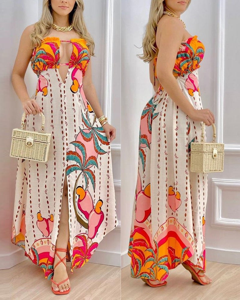 Women's orange cotton blend fashion dress with mature style design.