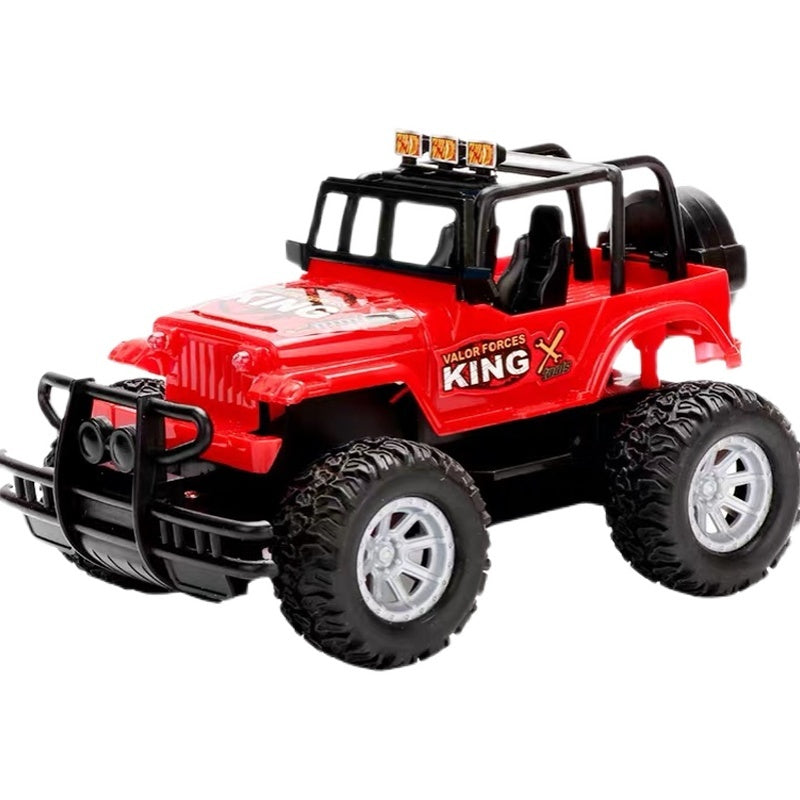 Red remote control toy car for kids with USB charging.