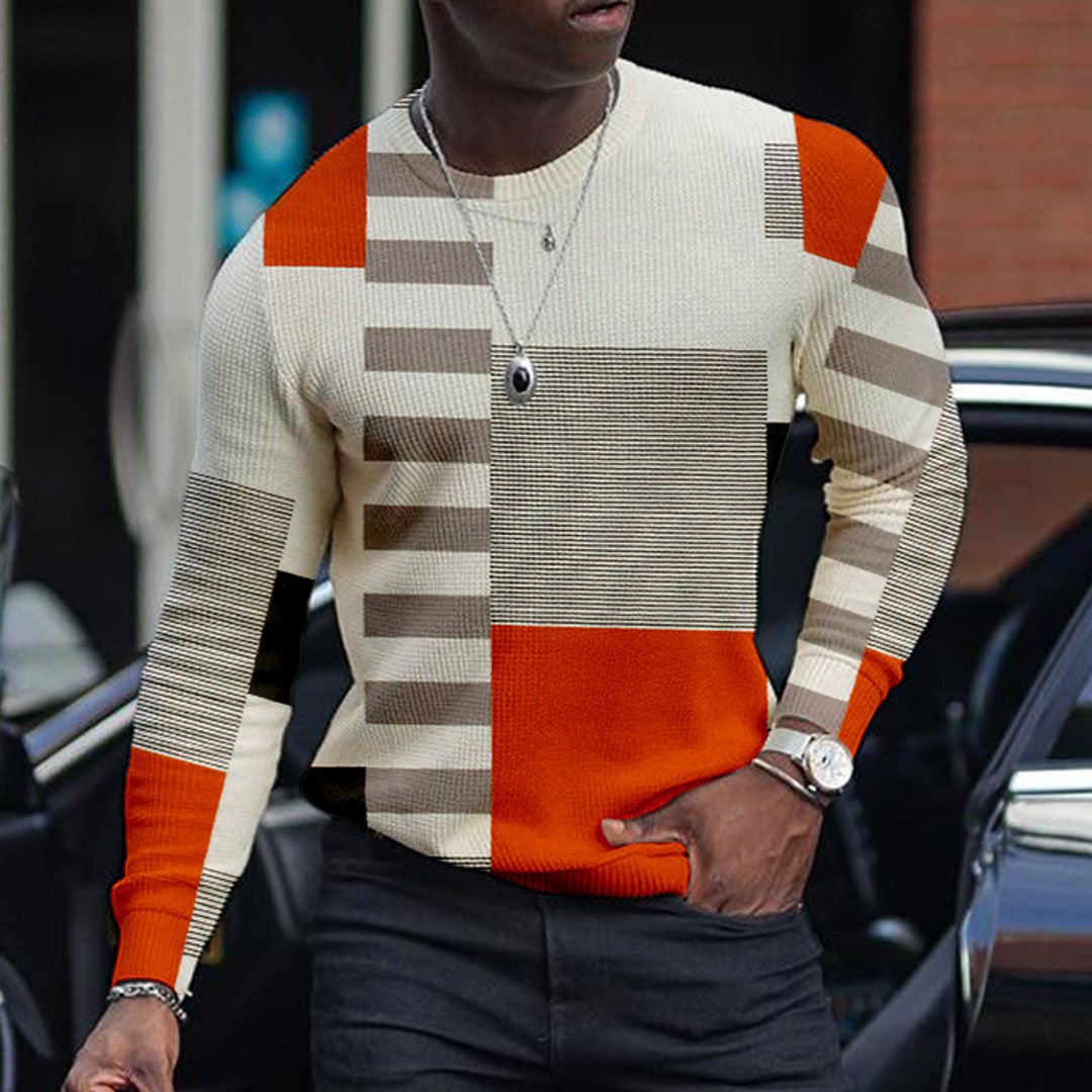 Men 3D Pullover Casual Tops Long Sleeve