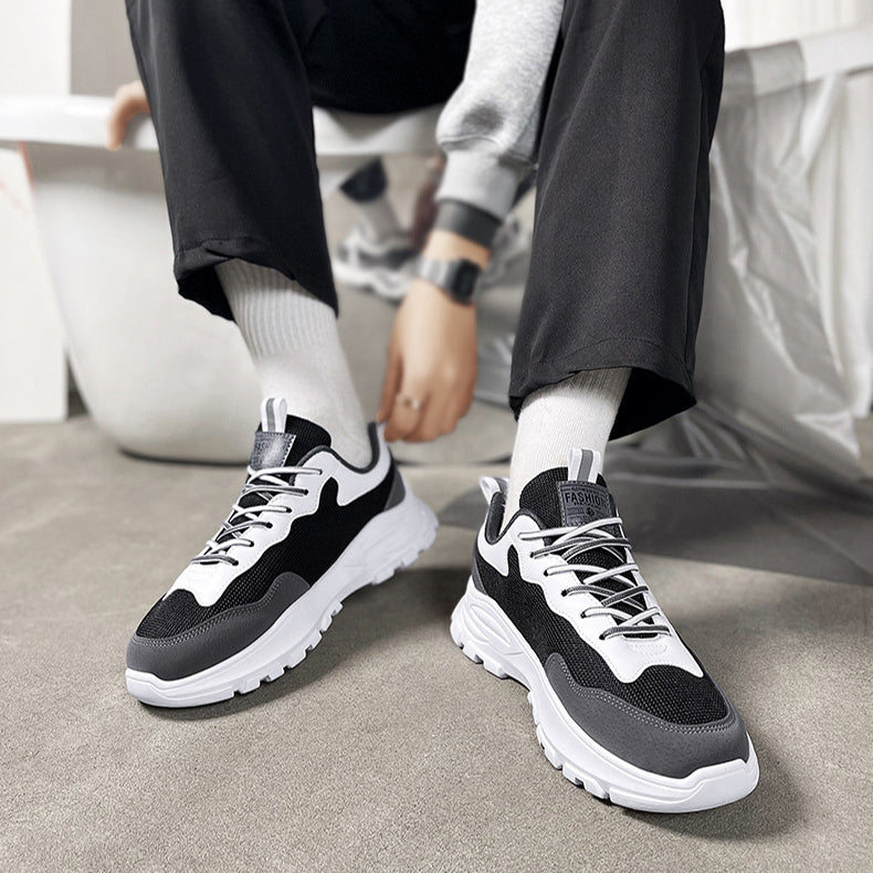 Black White Sneakers Men Lace-