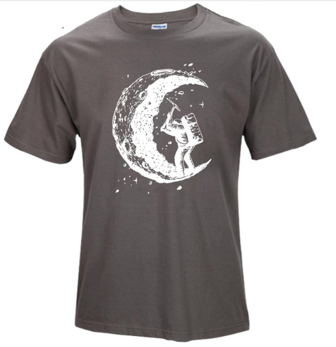 Moon Graphic T-Shirt – dark gray men's short sleeve tee with white moon graphic