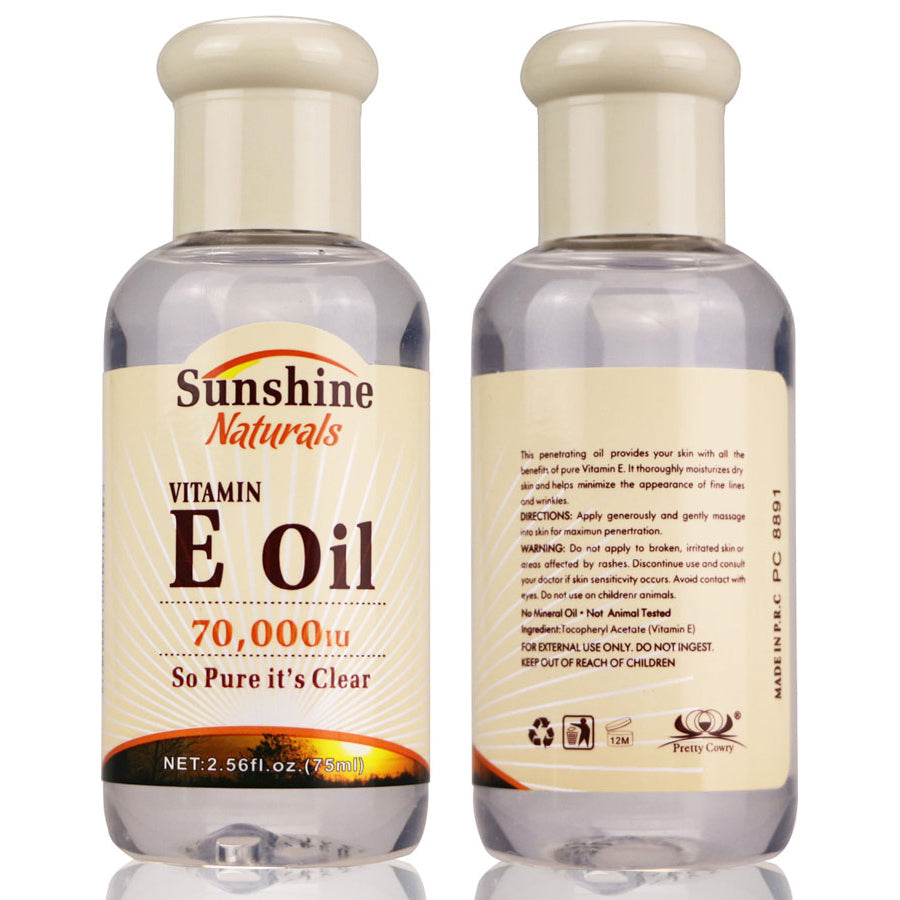 Vitamin E Plant Natural Oil bottle for moisturizing and firming, 75ml.