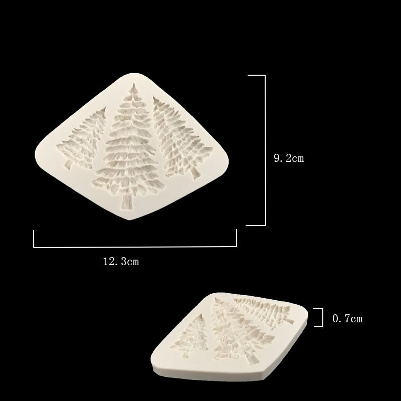 Christmas tree silicone mold for cake decoration, three tree design.