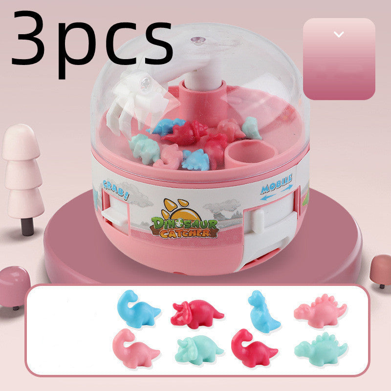 Mini dinosaur grabbing machine toy for kids, pink color.