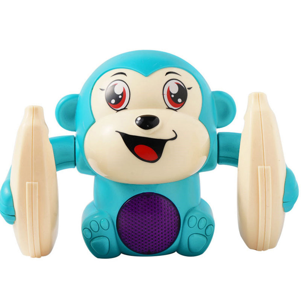 Light-up tumbling monkey toy for kids, blue, interactive educational gift.