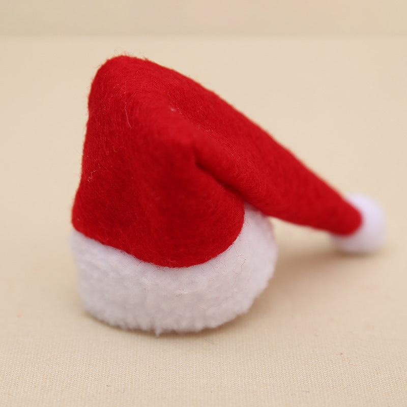 Red and white non-woven Santa hat, creative Christmas decoration.
