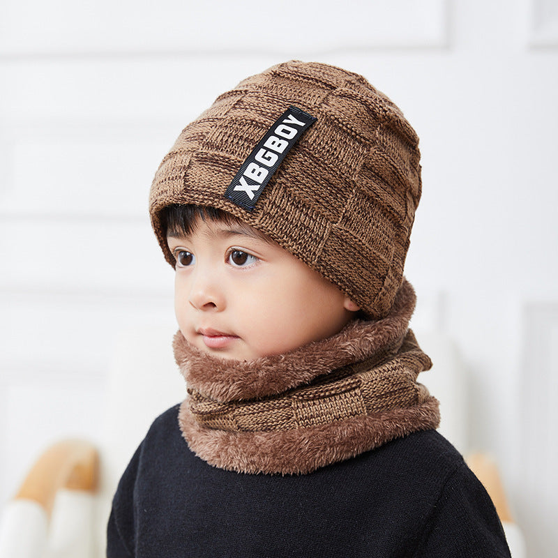 Winter Knit Hat and Snood Set in Khaki