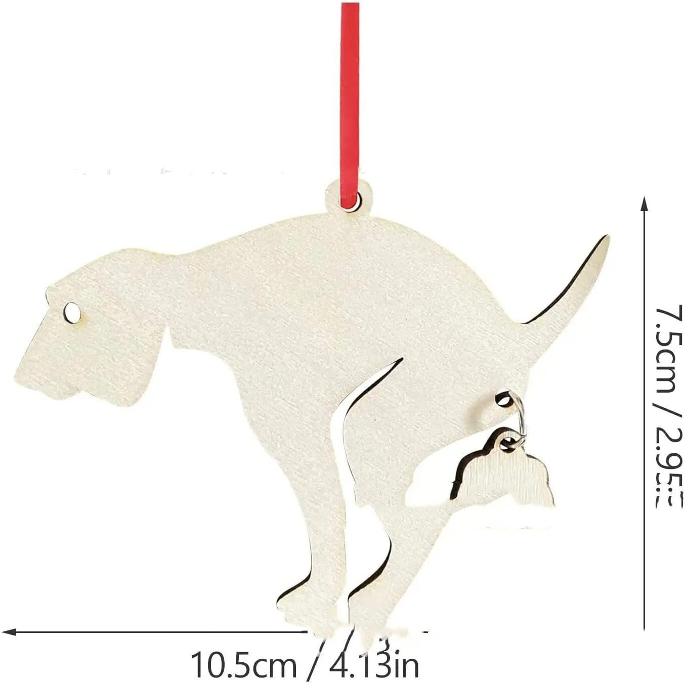 Boxwood decorative dog-shaped pendant for Christmas trees, 10.5x7.5cm.
