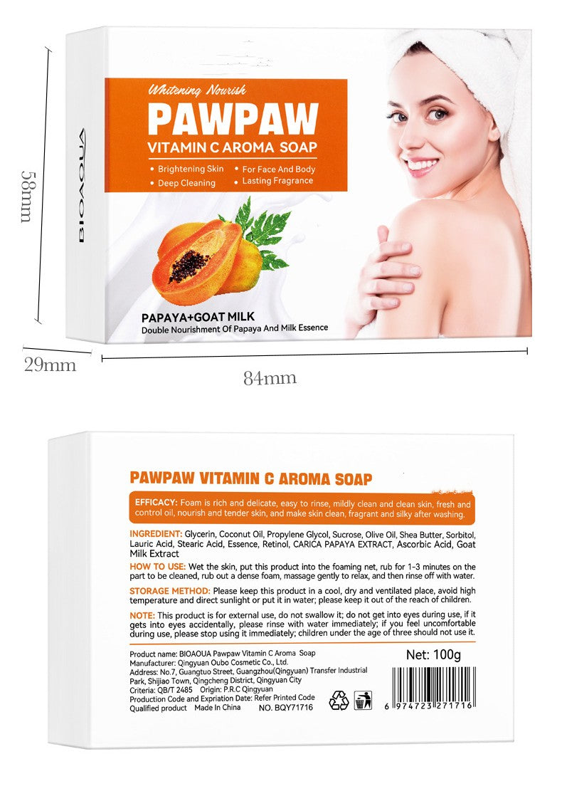Papaya Vitamin C Soap 100g brightening handmade soap with papaya extract for face and body cleansing