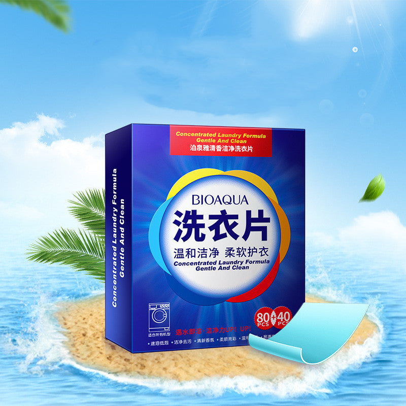 Fragrant Cleansing Laundry Tablets box with blue packaging, featuring hand guard and deep cleansing properties.