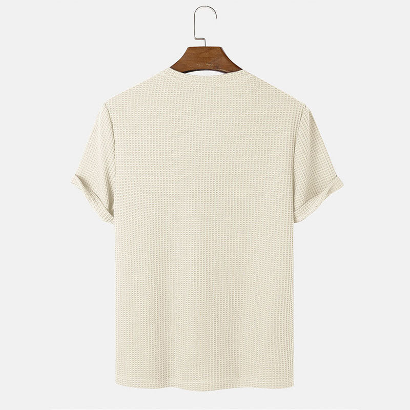 Men Summer Solid Color Round Neck Basic