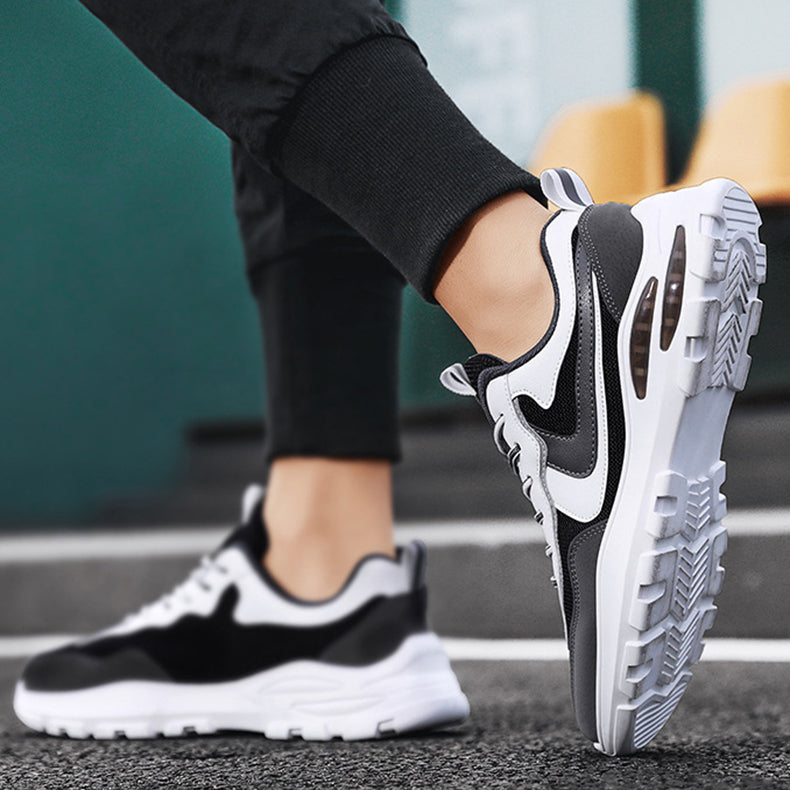 Black White Sneakers Men Lace-