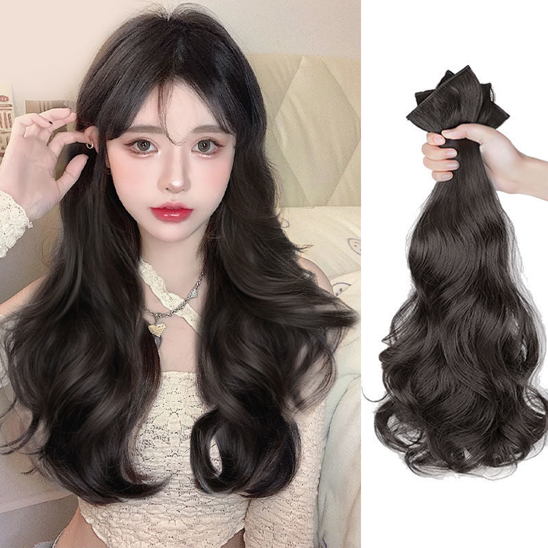 -piece Invisible Hair Extension Big Wave Curly Hair Wig Set