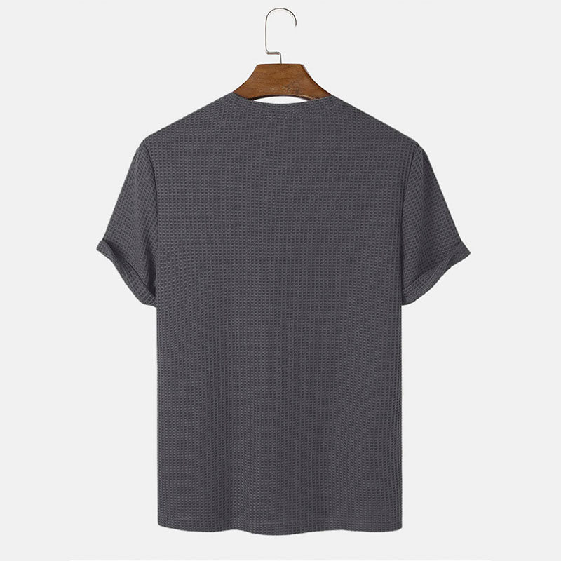 Men Summer Solid Color Round Neck Basic