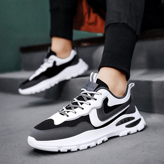 Black White Sneakers Men Lace-