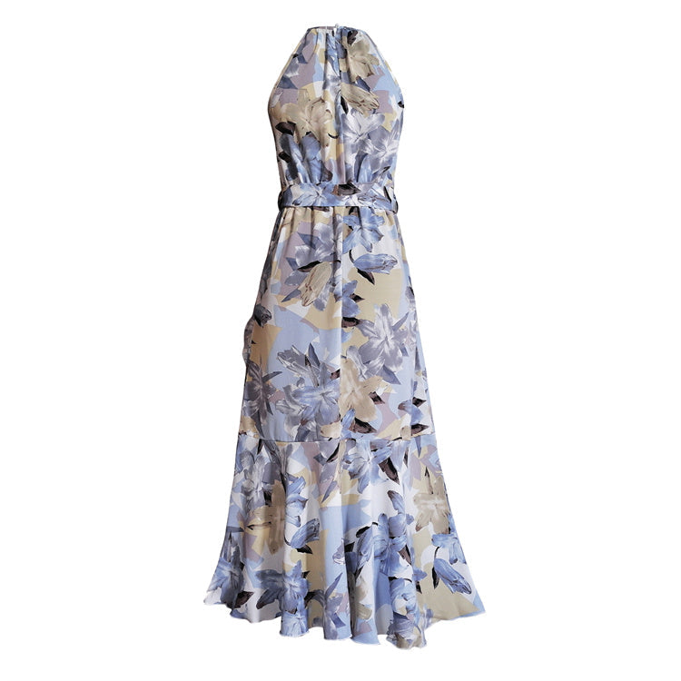 Womens Floral Halter Dress available in Blue, Pink and Yellow by LA BELLE DANOISE