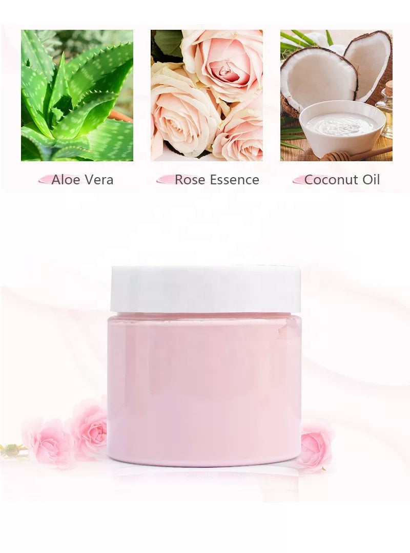 Collagen facial peel-off mask with aloe vera, rose essence, and coconut oil.